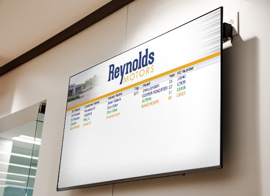 A screen showing vehicle statuses using the Status Board for Service. 