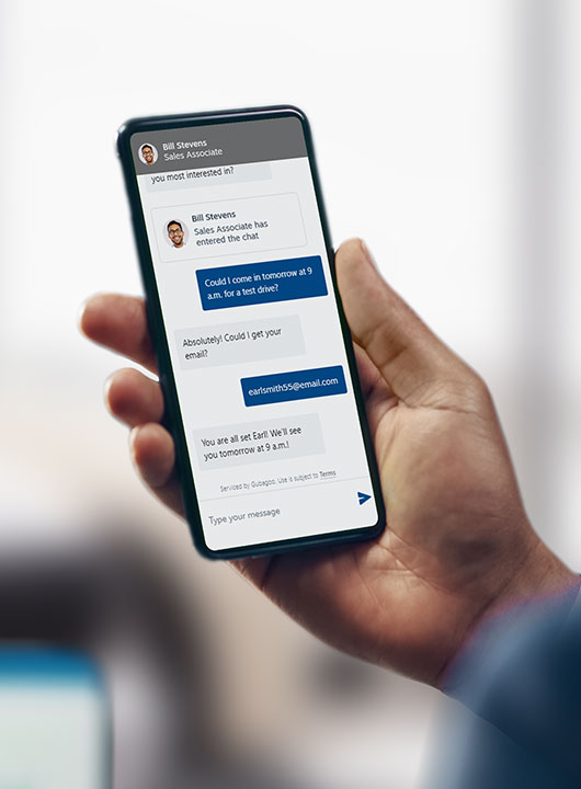 Mobile device using Gubagoo chat