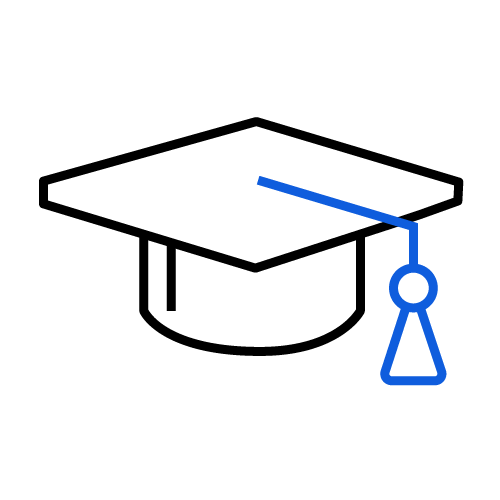 An outline of a graduation cap