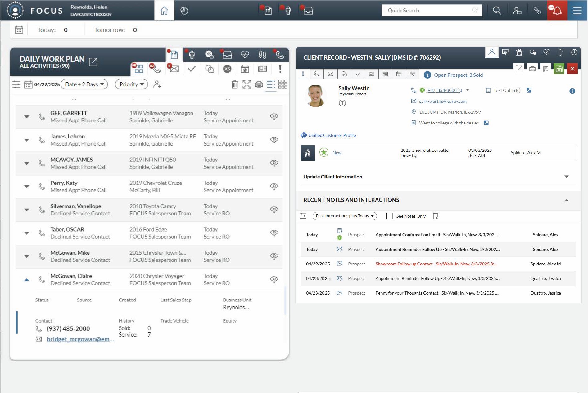This screenshot shows the dashboard for FOCUS.